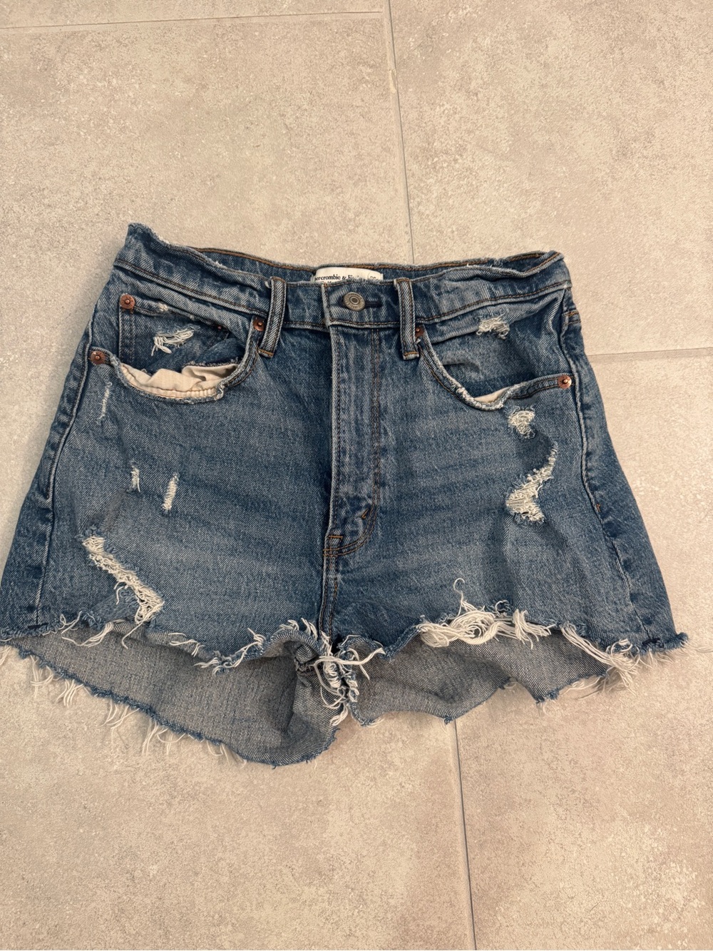 Abercrombie & Fitch Denim Mom Shorts in Classic Blue